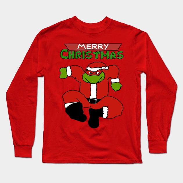 TMNT Raphael Santa Claus Christmas Design Long Sleeve T-Shirt by SimplePeteDoodles